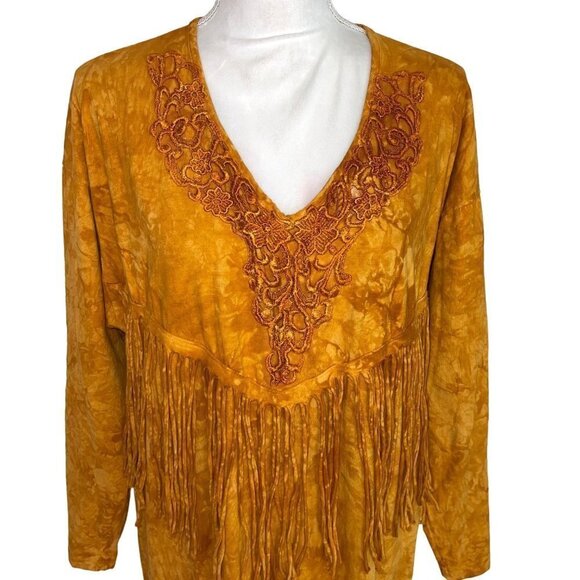 Bijan Womens Maxi Dress Orange One Size Vintage Stone Washed Pure Cotton Fringe - Picture 5 of 12